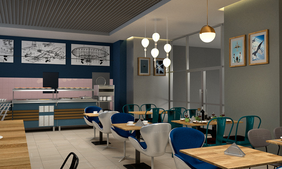 Дизайн - проект кафе в БЦ "Авиатор"