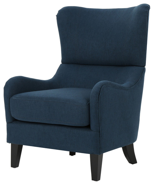 Gdf Studio Quinn Navy Blue Fabric Sofa Chair