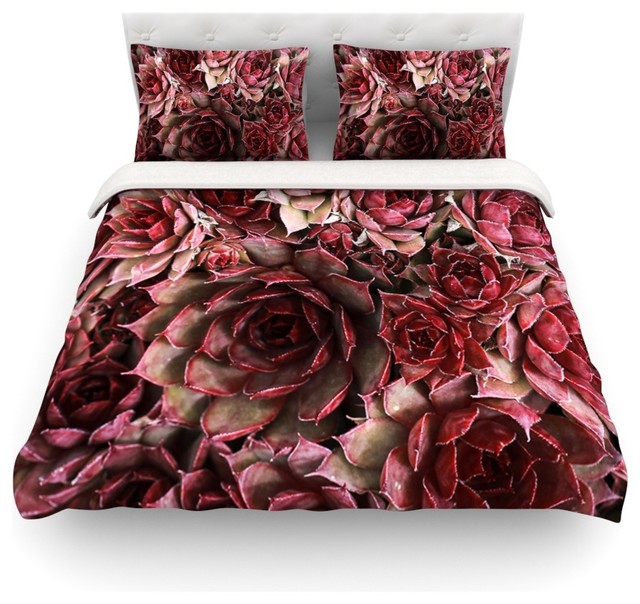 Debbra Obertanec Red Succulents Maroon Featherweight Duvet Cover Debbra Obertanec Red Succulents Duvet Cover Maroon Queen