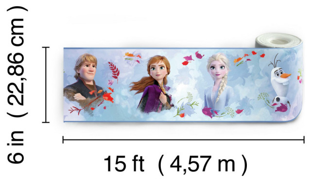 Frozen 2 Peel and Stick Wallpaper Border, White and Blue