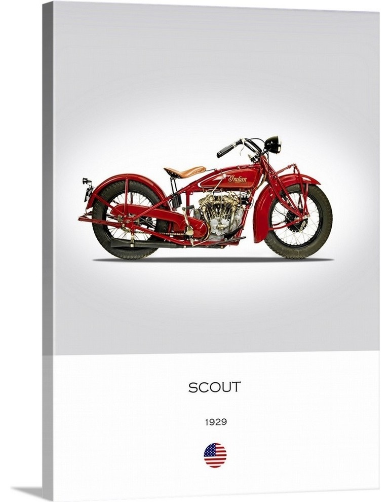 "Indian Scout 101 1929" Wrapped Canvas Art Print, 12"x16"x1.5"