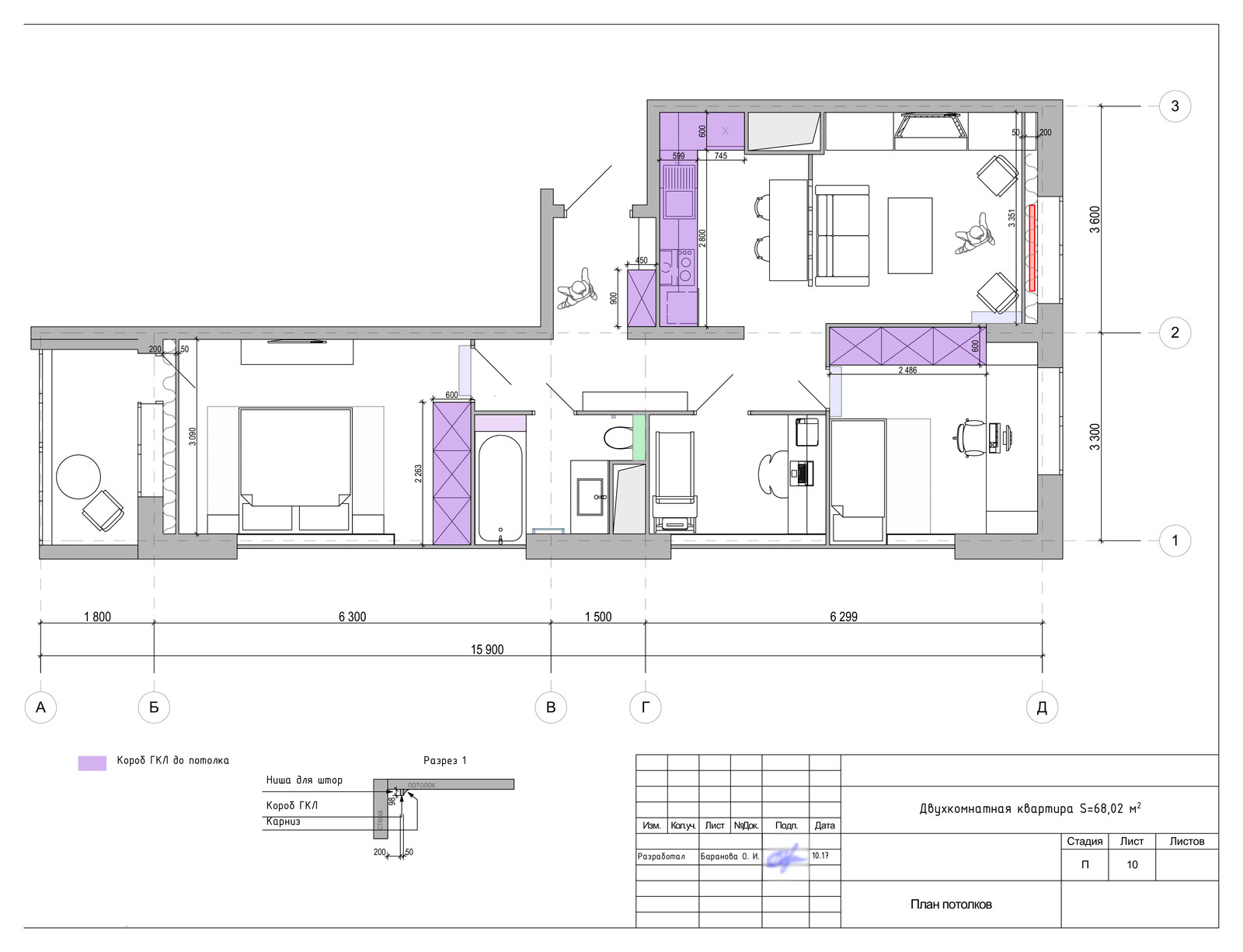 Проект 2-х комнатной квартиры для семьи из 3-х человек (проект в разработке)