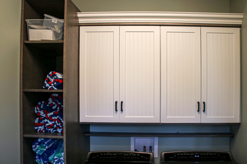 Combination Laundry Room and Powder Room Transitional Laundry Room