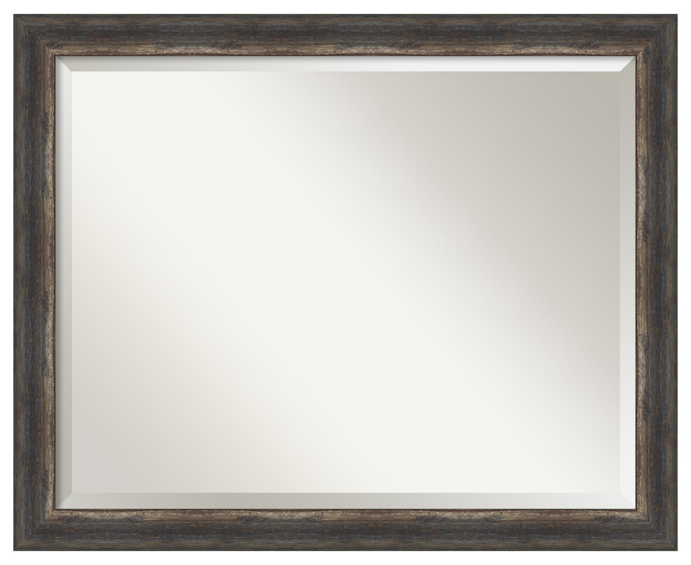 Bark Rustic Char Narrow Beveled Wall Mirror - 31.5 x 25.5 in.