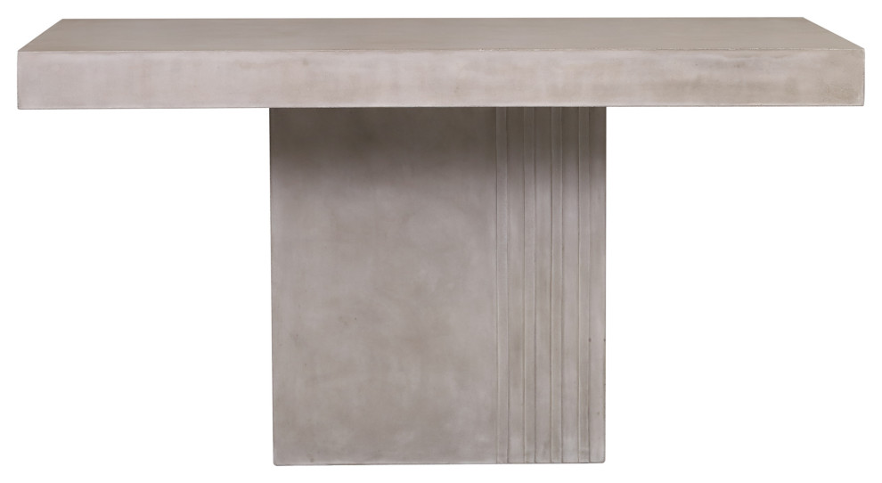 Tama Rectangle Dining Table, Single Pedestal, Slate Gray