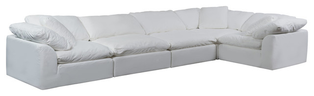 Sunset Trading 5 Pc Slipcovered Sectional Sofa Performance White