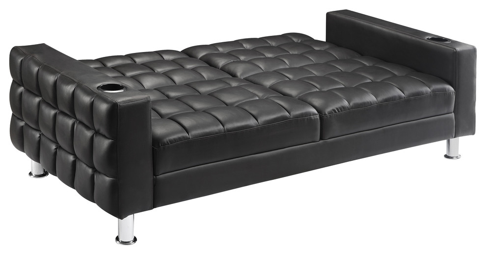 Coaster Dark Brown Faux Leather Sofa Bed