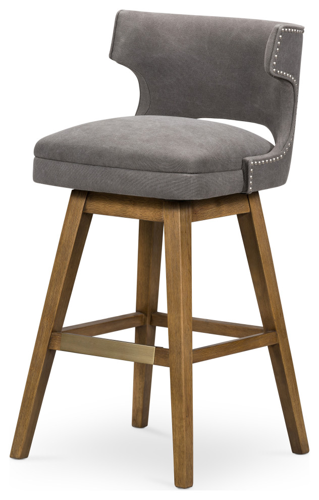Task Swivel Stool, Dark Moon Canvas, Bar Transitional Bar Stools