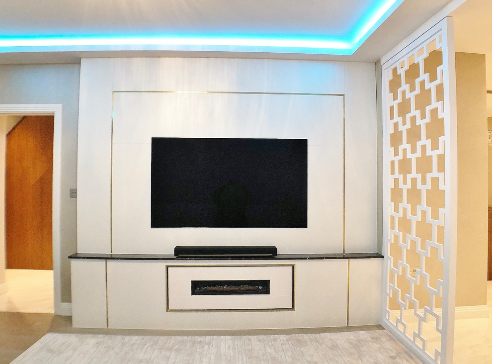 Lacquered Wooden Room Dividers and TV Media Stand