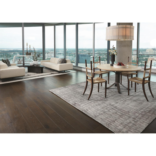 Elegant Linear Graph Print Area Rug 6x9 Charcoal Gray Cream Repeating