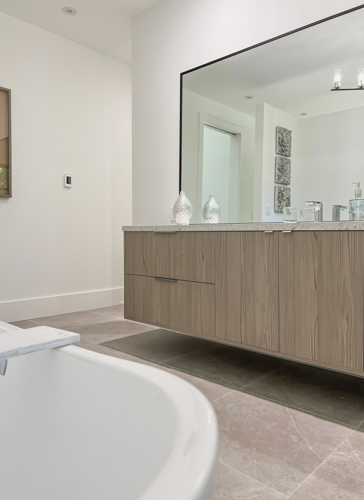 Modern Floating Grey Pine Bathroom Vanity Modern Bathroom Toronto