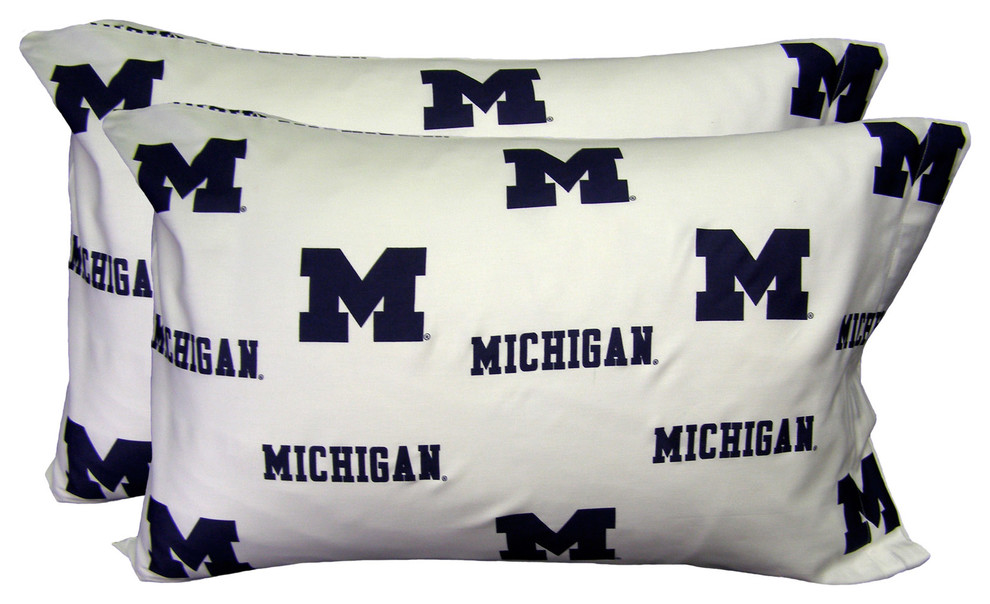 Michigan Wolverines Pillowcase Pair, White, Includes 2 Standard Pillowcases