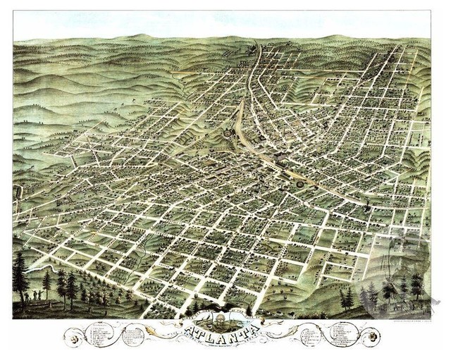 20x30 1919 Atlanta Georgia Vintage Old Panoramic City Map 