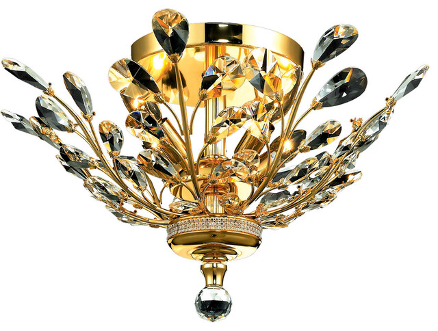 Orchid 4 Light Gold Flush Mount Clear Spectra Swarovski Crystal