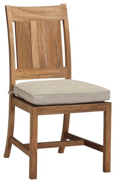 Summer Classics Set Of 2, Croquet Teak Side Chair, Linen Dove Cushion