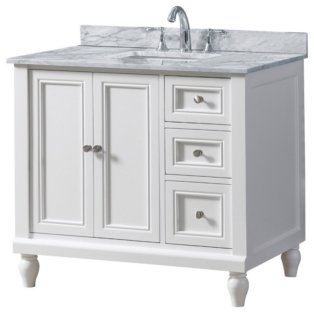 36" Classic White Bath Vanity Traditional Bathroom Vanities And