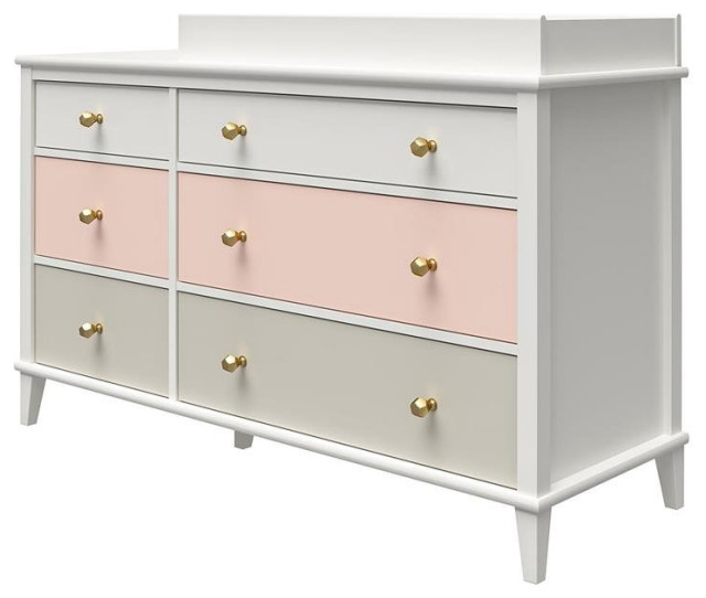 Little Seeds Monarch Hill Poppy Wood 6 Drawer Changing Table in Peach ...