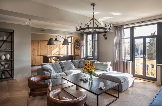 Open Plan Kitchen, Family apartment, Hampstead industrial-living-room