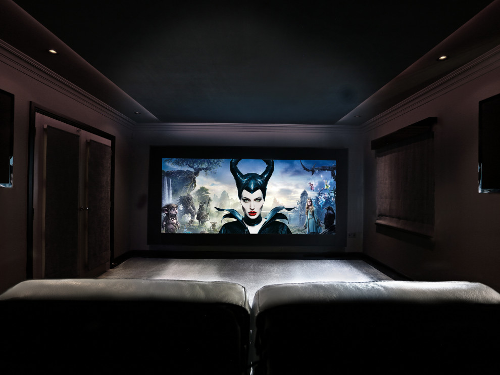 Inspiration for a modern enclosed home cinema in West Midlands.