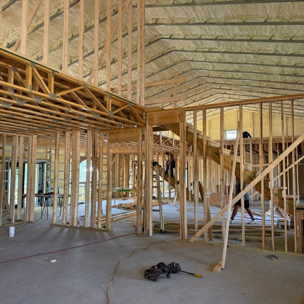 Residential Barndominium First-Floor Layout + Second-Floor Framing