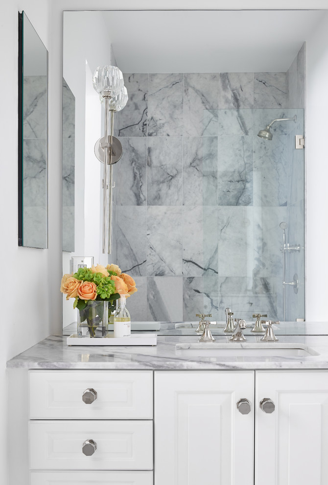 Inspiration for a small transitional bathroom remodel in Boston