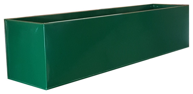Green Powder Coat Galvanised Zinc Planter, 100x24x23 cm