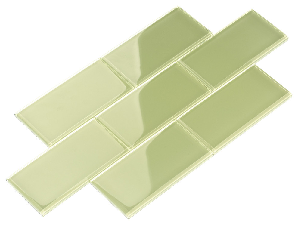 3"x6" Glass Subway Collection, Light Olive