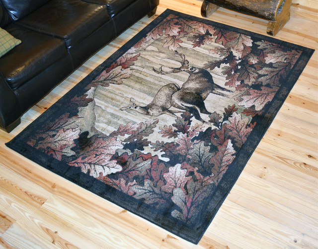 American Destination Whitetail Woods Deer Lodge Area Rug Rustic