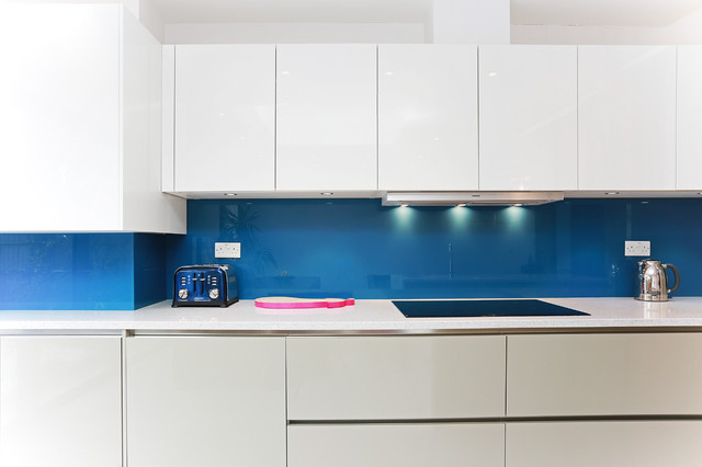 Blue kitchen splashback trendy-koekken