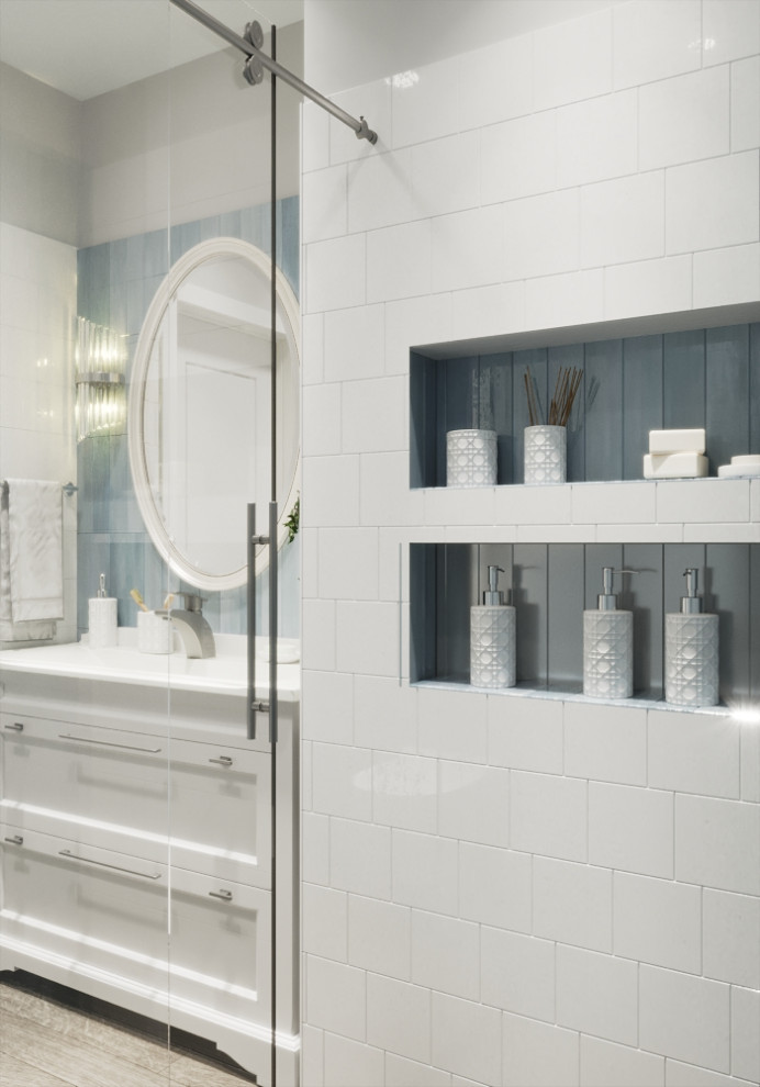 Душевая в голубых тонах