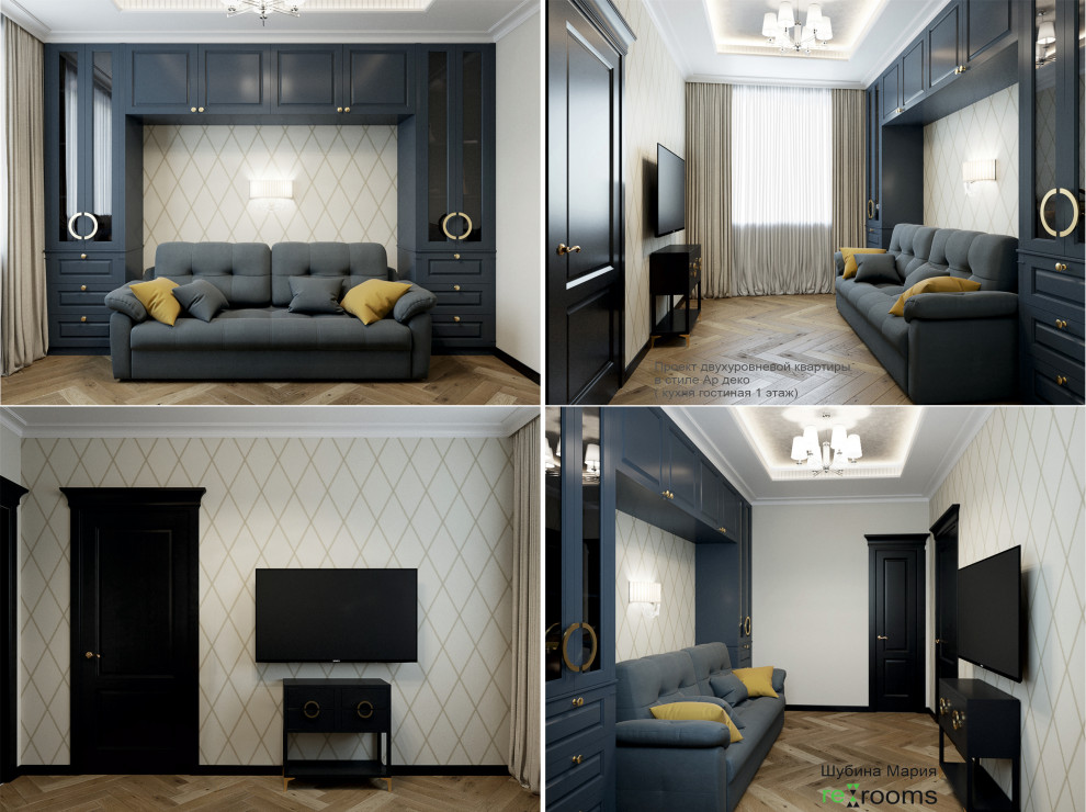 Дизайн двух уровневой квартиры в стиле Ар деко