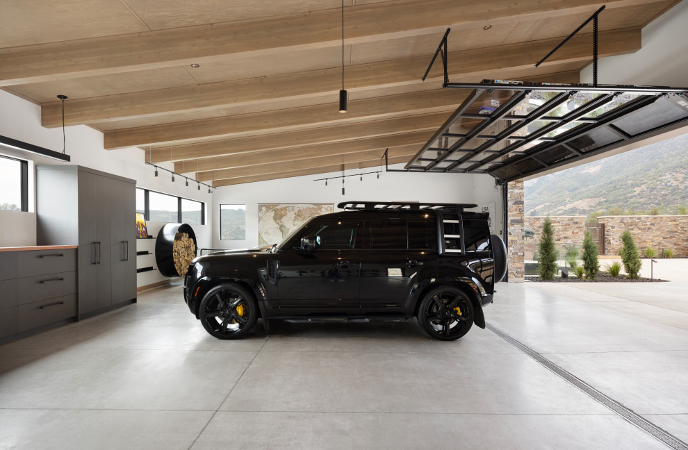 Garage - contemporary detached two-car garage idea in Salt Lake City