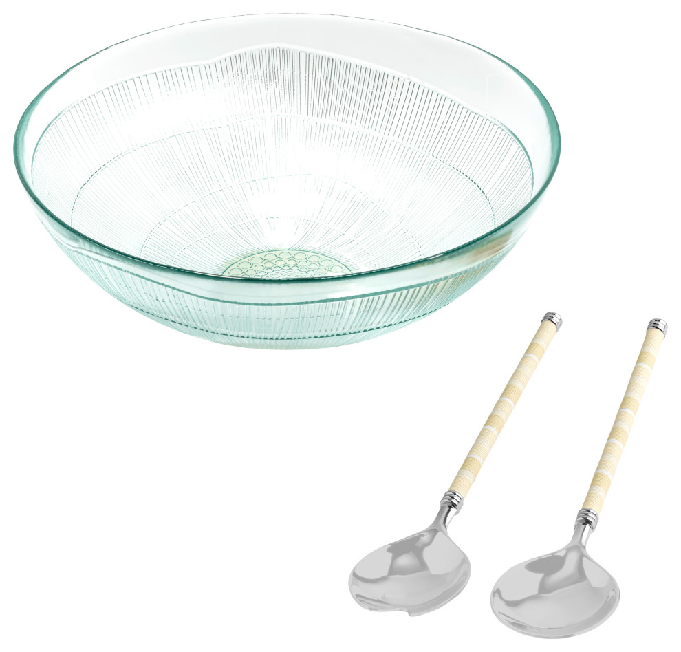 French Home Jubilee Salad Servers and Salad Bowl Contemporary Salad