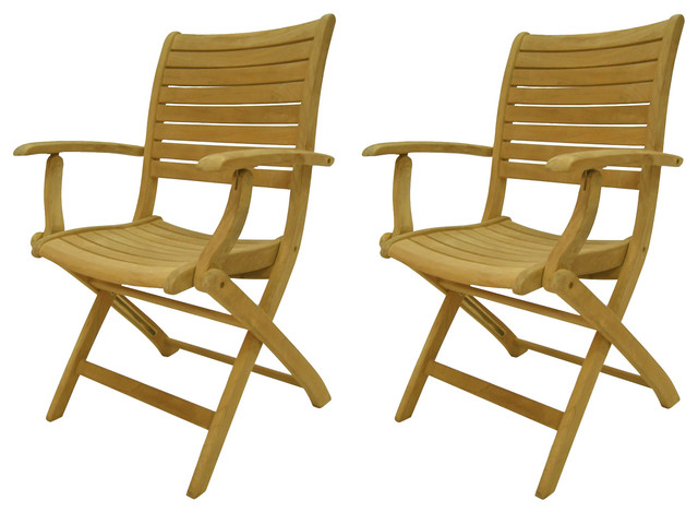 Dublin Teak Folding Armchair Set Of 2 Transitional Outdoor