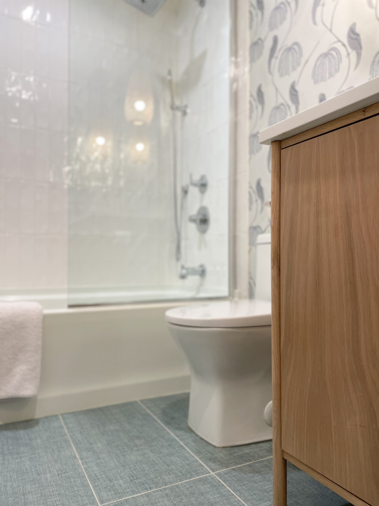 Blue Bird Bathroom | Greenwood Village, CO | Boho Modern