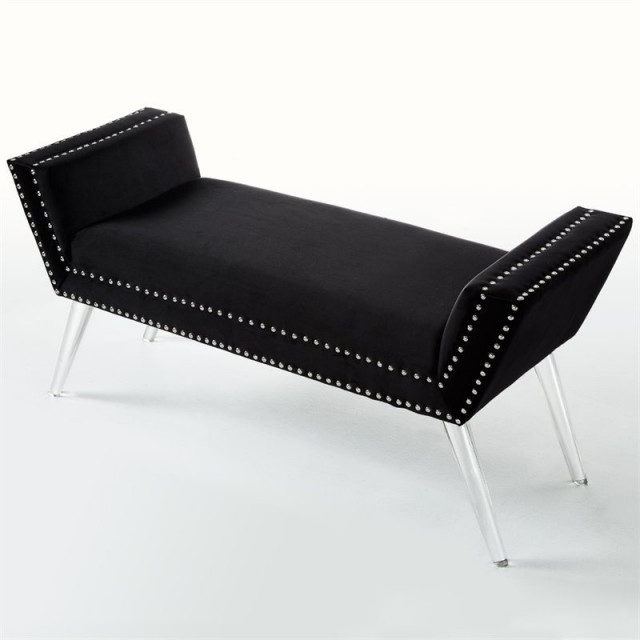 Posh Bench Posh Living Katherine Velvet Upholstered Bench with Acrylic Legs in ...