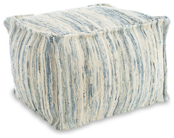 Denim Rag Woven Pouf 25"x23"x17"