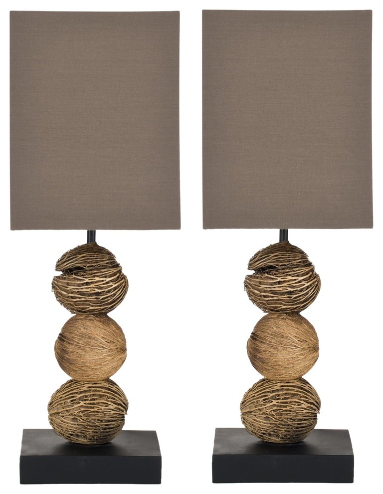 Samantha Mini Table Lamp (Set Of 2) LIT5017 - Natural, Brown Shade