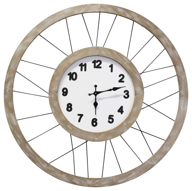 Stratton Home Decor Harrison 28" Wall Clock Farmhouse Wall Clocks by GwG Outlet Houzz