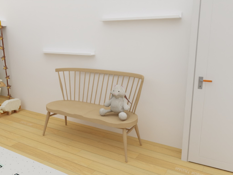 Modelo de dormitorio infantil de 4 a 10 años escandinavo de tamaño medio