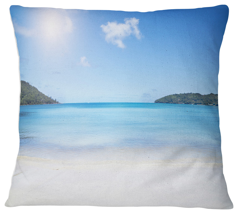 Calm Beach of Azure Indian Ocean Seashore Throw Pillow, 18"x18"