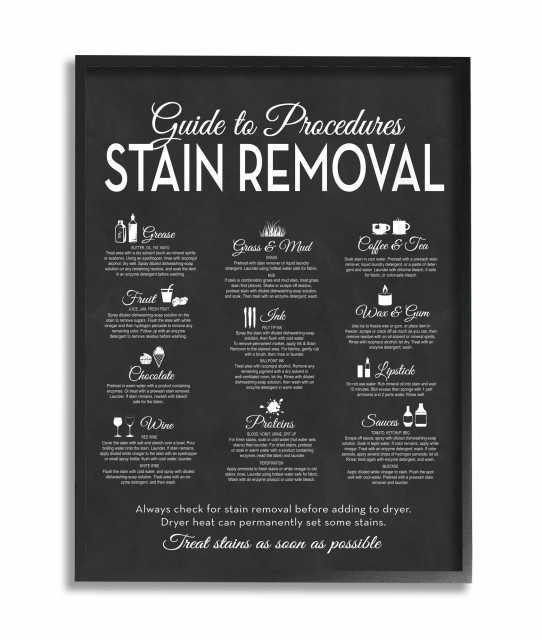 Stupell Industries Guide to Stain Removals, 24"x30", Black Framed