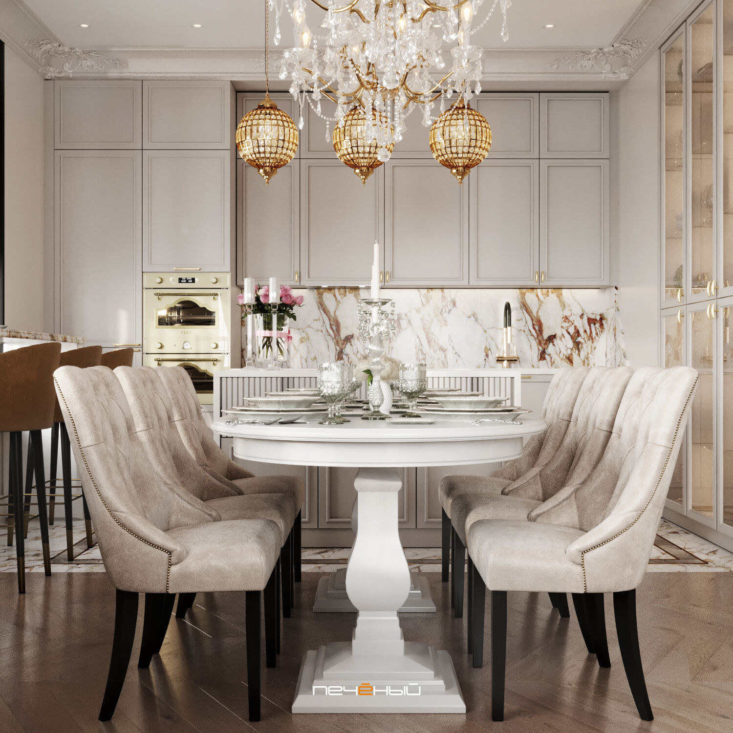 2025 Дизайн 3-комнатной квартиры 90 м² в классическом стиле, Москва, ЖК Остров