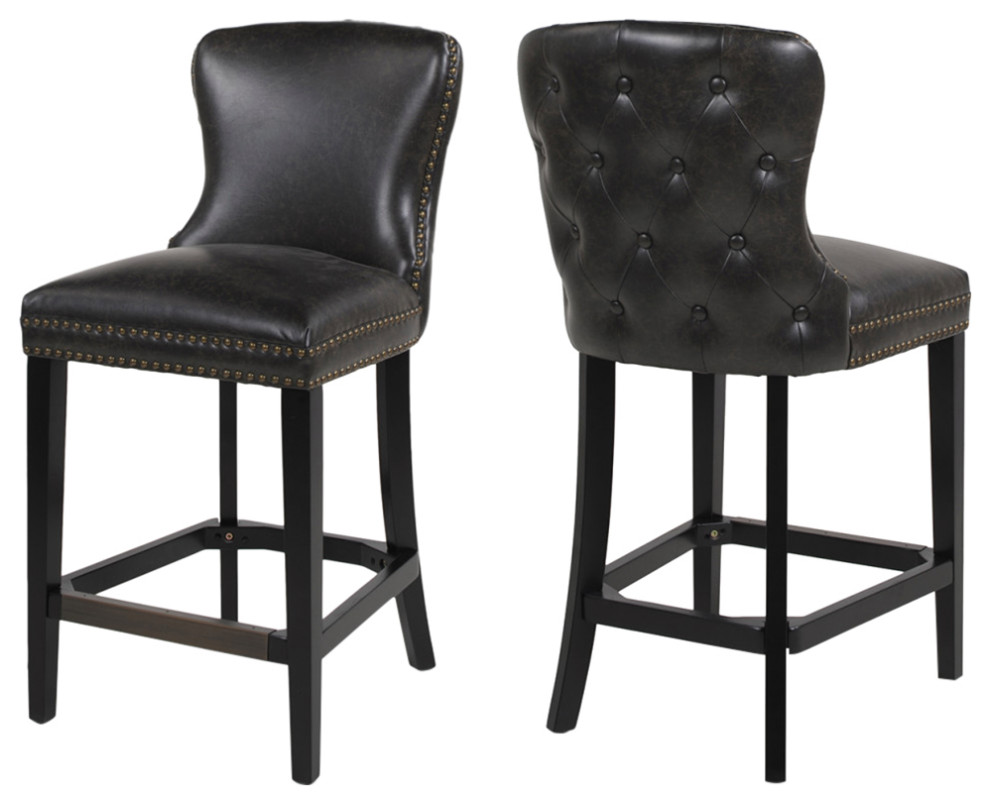 Sonoma Upholstered Button Tufted Armless Counter or Bar Stool, Set of 2