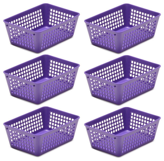 Plastic Storage Baskets for Office Drawer/Desk, Set of 6 Contemporary