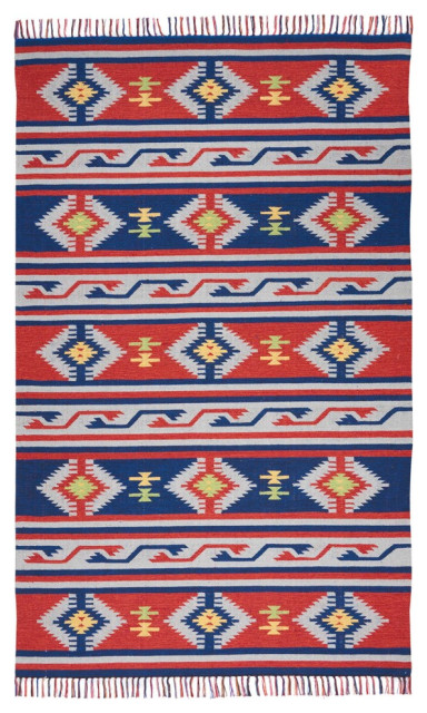 Nourison Baja Area Rug, Blue/Red, 5'x7'