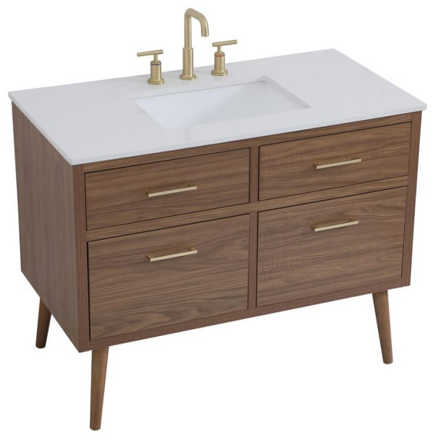 Walnut Brown 42 Bathroom Vanity, 42 Inch Vanity Countertop With Sink