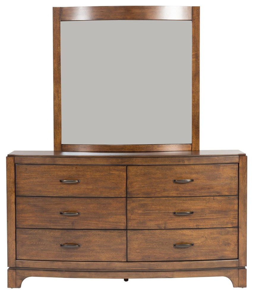 Liberty Avalon Iii Dresser And Led Lighted Mirror Pebble Brown