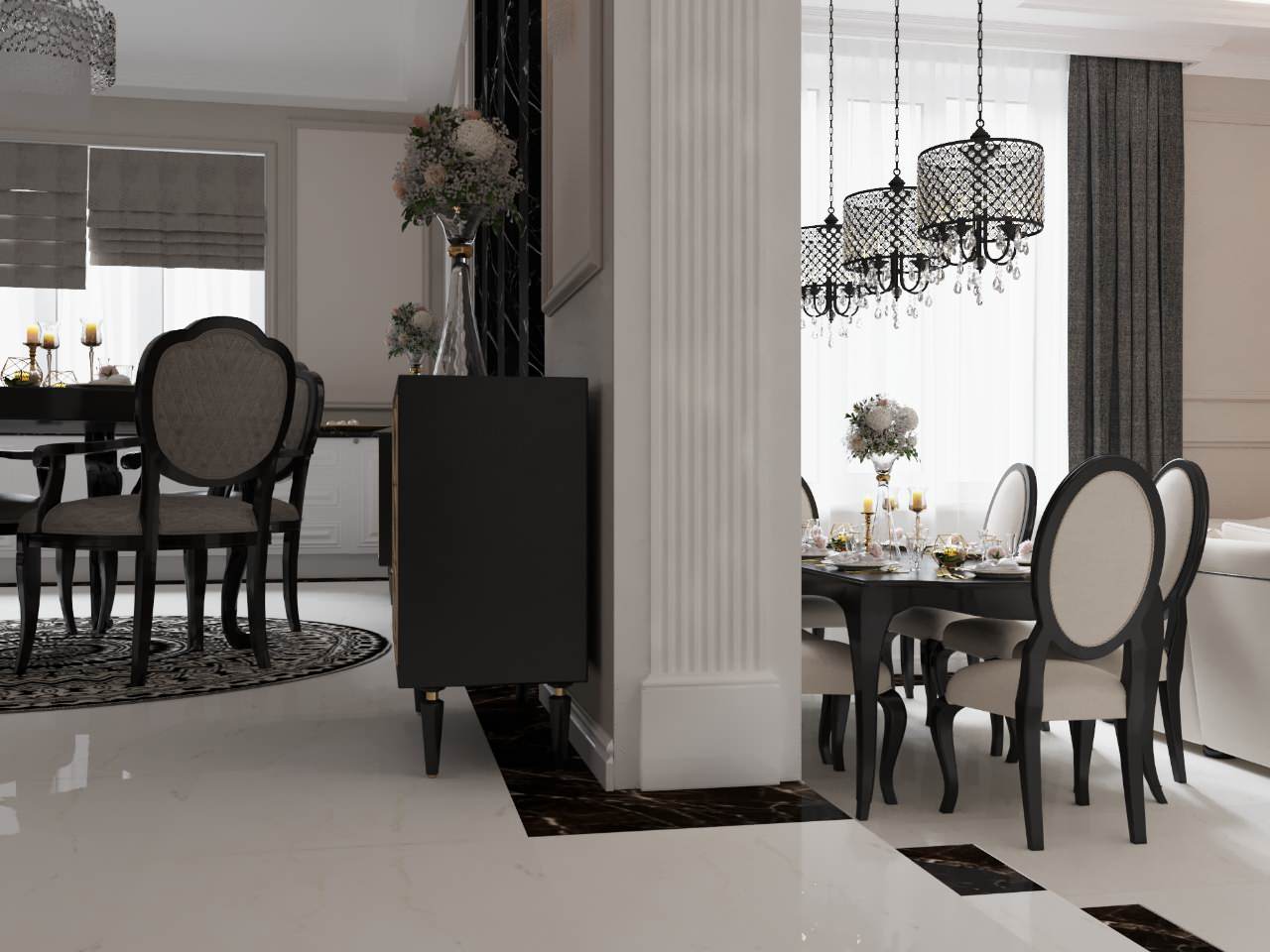 Загородный дом (кухня,гостиная) в стиле арт деко