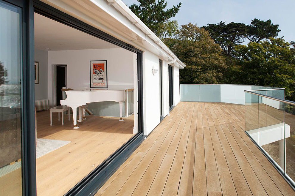 This is an example of a contemporary balcony in Cornwall with no cover.